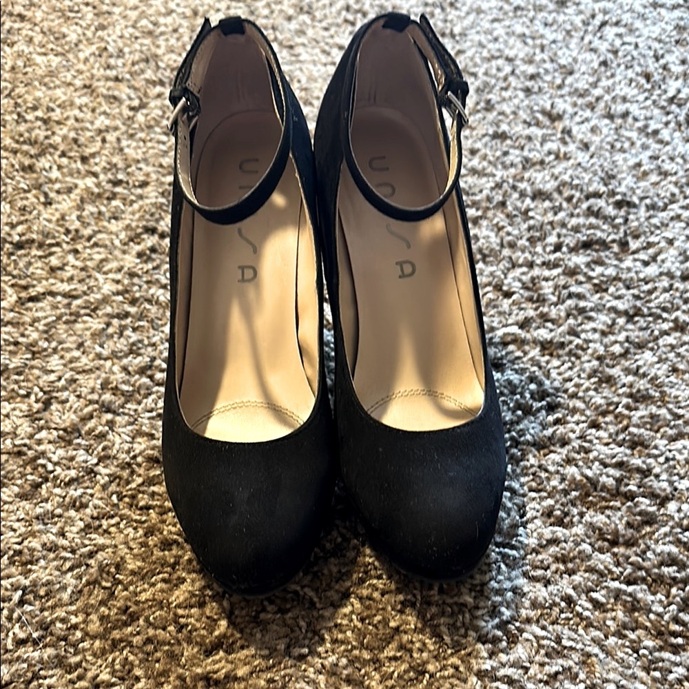 Unisa Black Platform Ankle Strap Women's Shoes